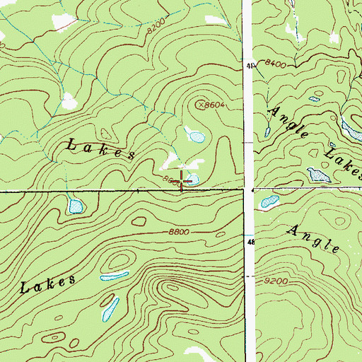 Topographic Map of Angle Lakes, WY