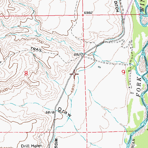 Topographic Map of Circle Ditch, WY