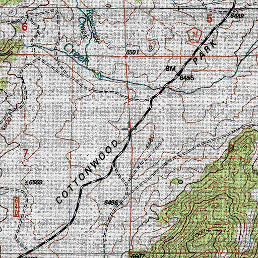 Topographic Map of Cottonwood Park, WY