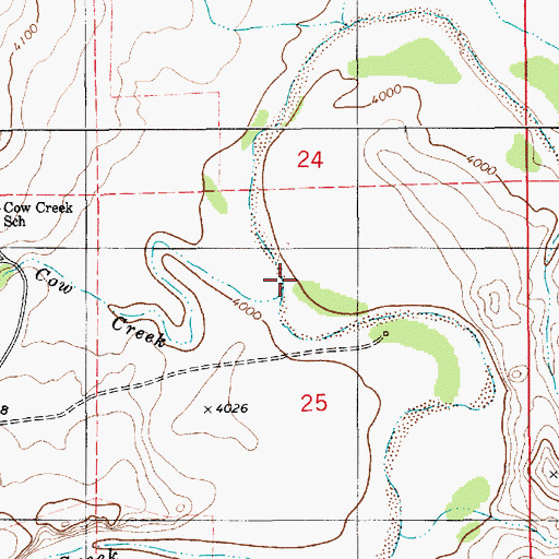 Topographic Map of Cow Creek, WY