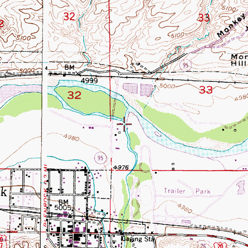 Topographic Map of Deer Creek, WY