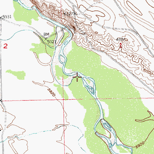 Topographic Map of Dry Creek, WY
