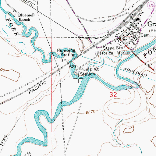 Topographic Map of Hams Fork, WY