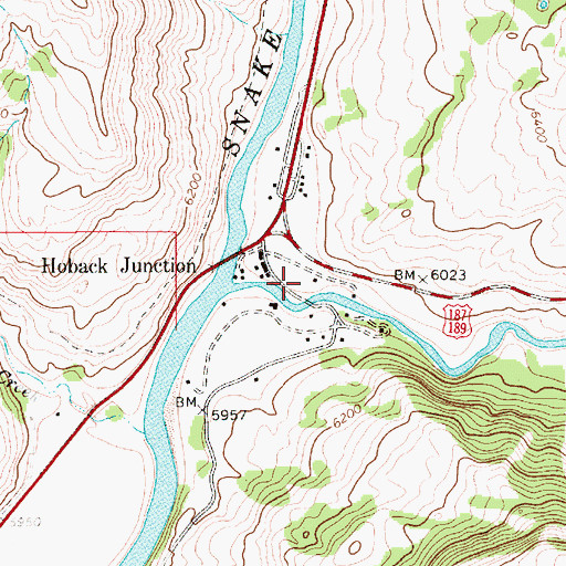 Topographic Map of Hoback Canyon, WY