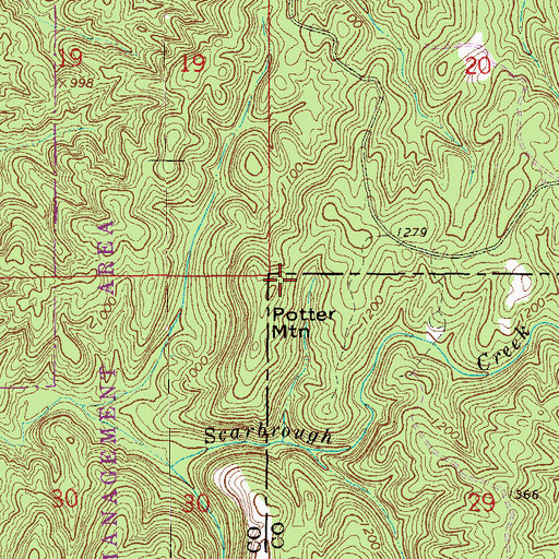 Topographic Map of Potter Mountain, AL