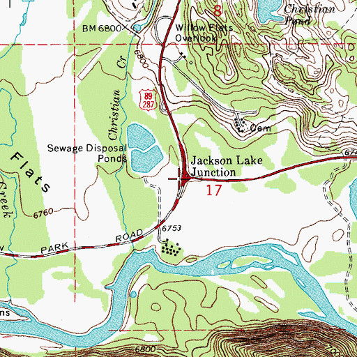 Topographic Map of Jackson Lake Junction, WY