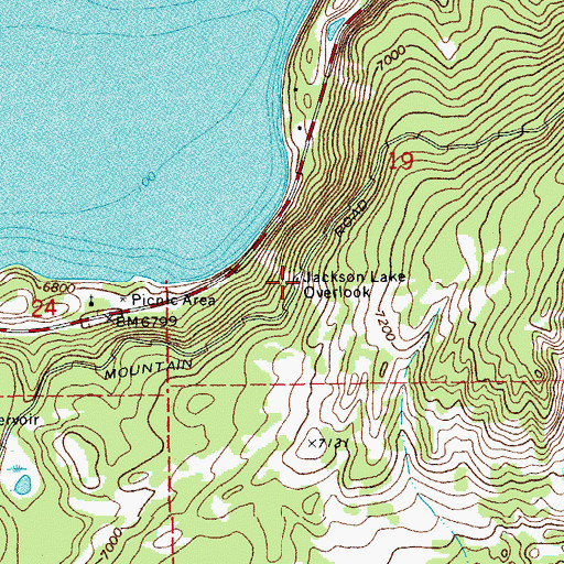 Topographic Map of Jackson Lake Overlook, WY