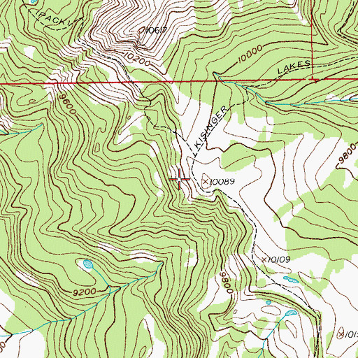 Topographic Map of Kisinger Lakes Trail, WY