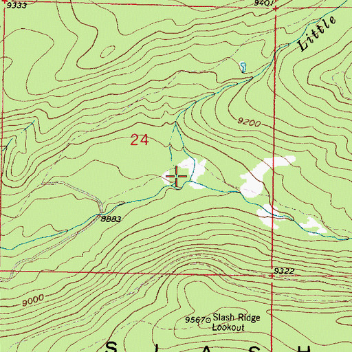 Topographic Map of Little Brush Creek, WY