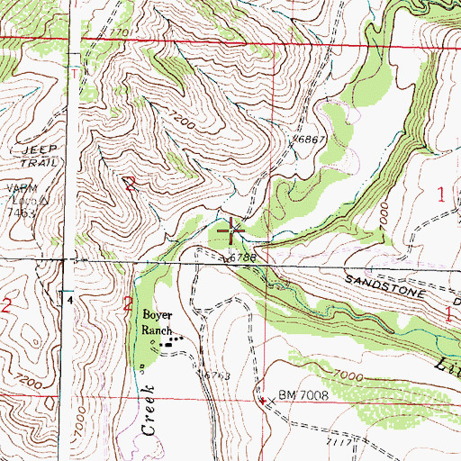 Topographic Map of Little Sandstone Creek, WY