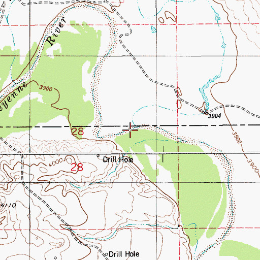 Topographic Map of Lodgepole Creek, WY