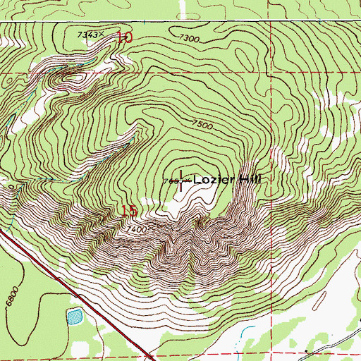 Topographic Map of Lozier Hill, WY