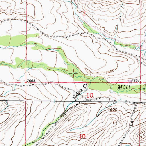 Topographic Map of Middle Fork Mill Creek, WY