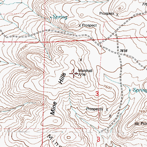 Topographic Map of Mine Hills, WY