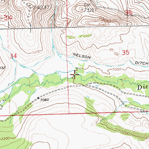 Topographic Map of North Fork Dick Creek, WY