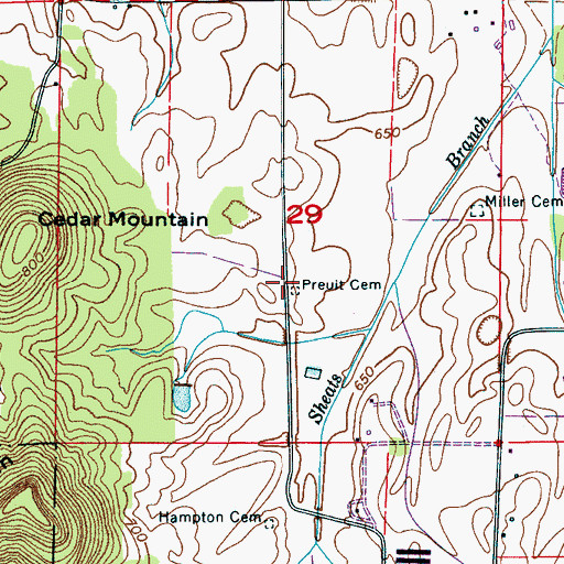 Topographic Map of Preuit Cemetery, AL