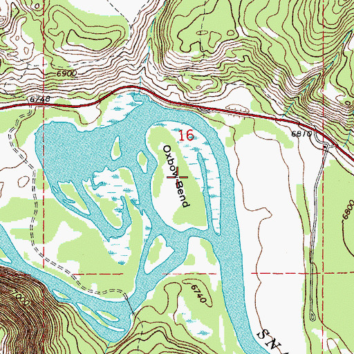 Topographic Map of Oxbow Bend, WY