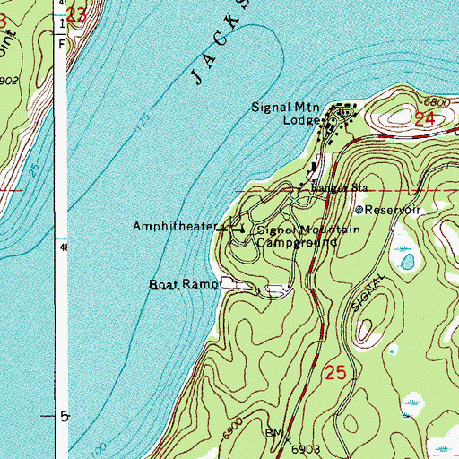 Topographic Map of Signal Mountain Campground, WY