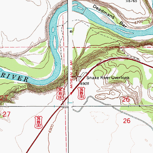 Topographic Map of Snake River Overlook, WY