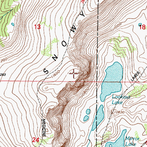 Topographic Map of Snowy Range, WY