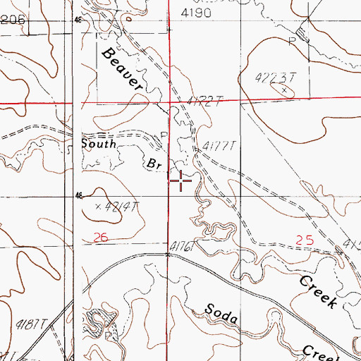 Topographic Map of South Branch Beaver Creek, WY