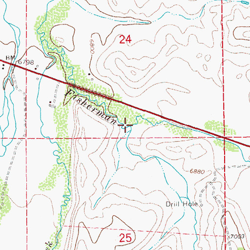 Topographic Map of South Fork Fisherman Creek, WY