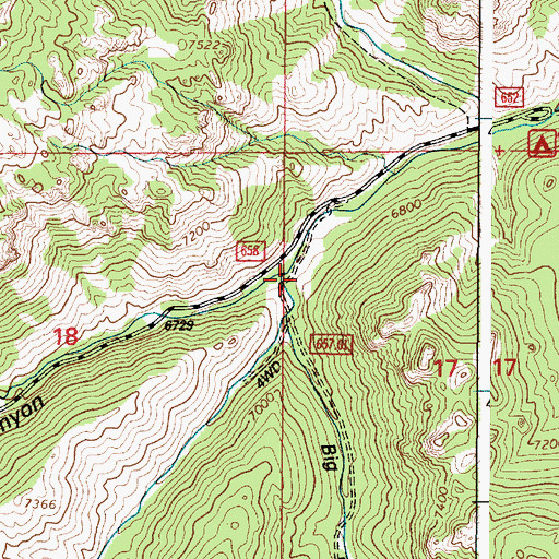 Topographic Map of South Fork La Bonte Creek, WY