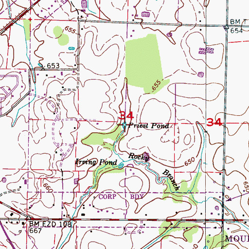 Topographic Map of Priest Pond, AL