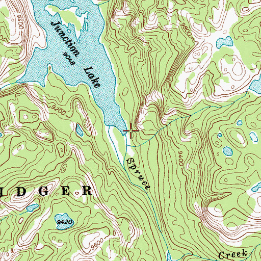 Topographic Map of Spruce Creek, WY