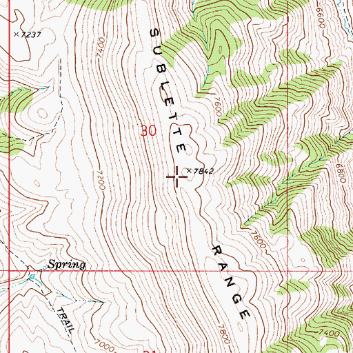 Topographic Map of Sublette Range, WY