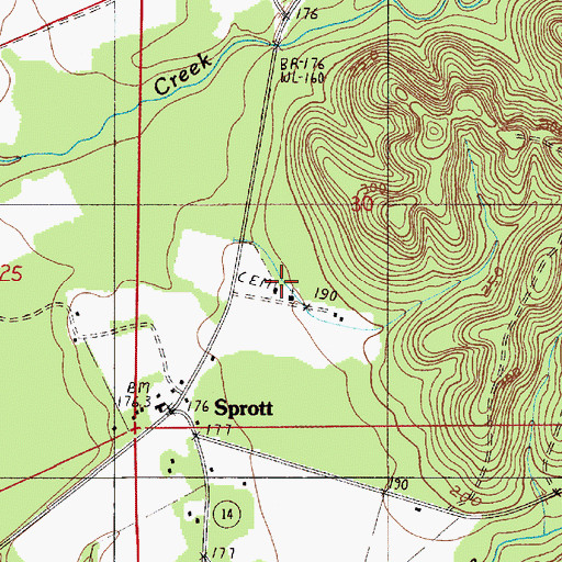 Topographic Map of Provewell School, AL