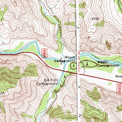 Topographic Map of Sweetwater Creek, WY