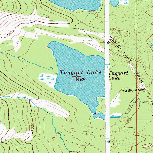 Topographic Map of Taggart Lake, WY