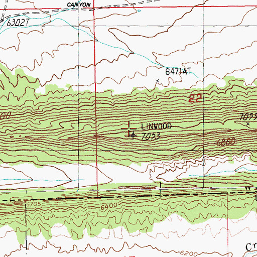 Topographic Map of The Glades, WY