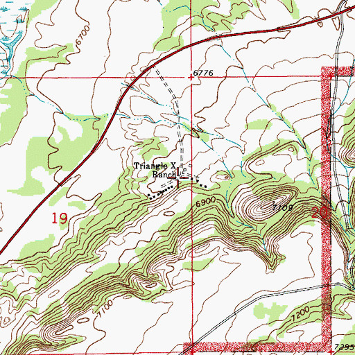 Topographic Map of Triangle X Ranch, WY