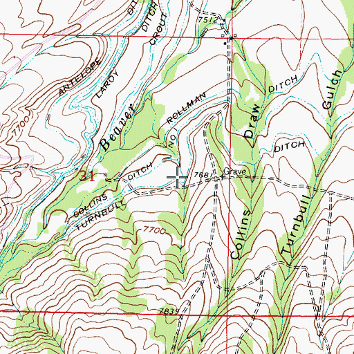 Topographic Map of Turnbull Ditch, WY