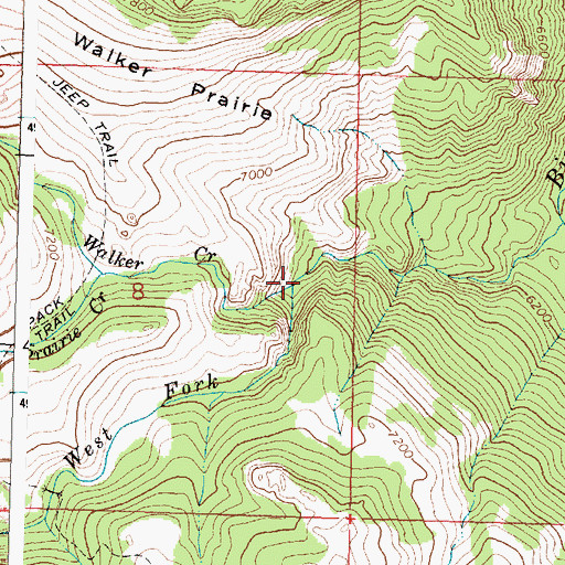 Topographic Map of Walker Creek, WY