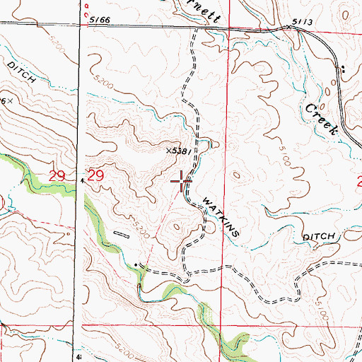 Topographic Map of Watkins Ditch, WY