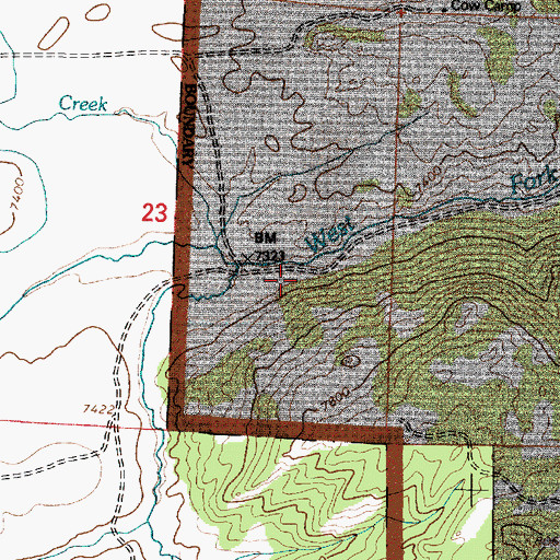 Topographic Map of West Fork Canyon, WY