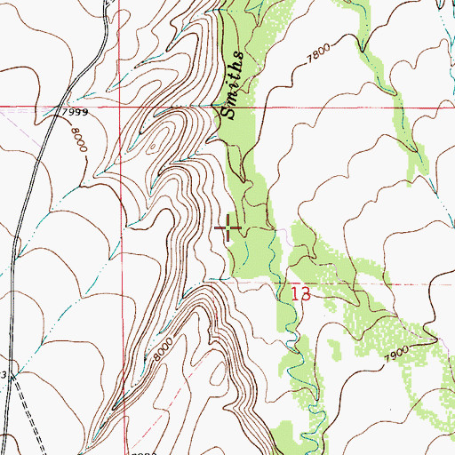 Topographic Map of West Fork Smiths Fork, WY