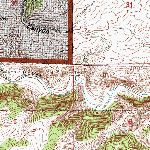 Topographic Map of White Hound Canyon, WY