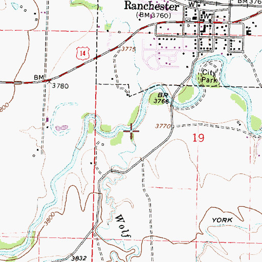 Topographic Map of Wolf Creek, WY