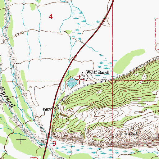 Topographic Map of Wolff Ranch, WY