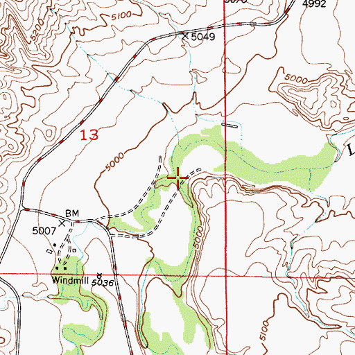 Topographic Map of West Fork La Bonte Creek, WY