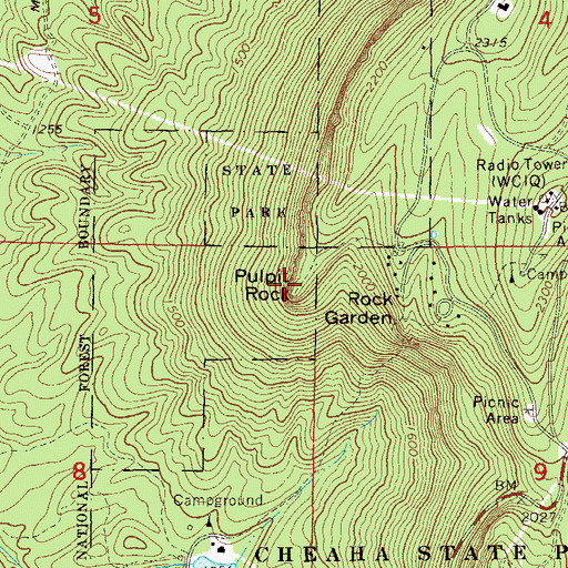 Topographic Map of Pulpit Rock, AL
