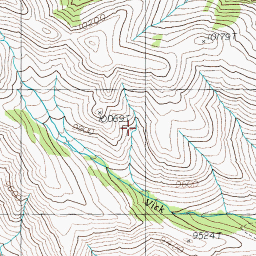 Topographic Map of Vick Creek Cutoff Trail, WY