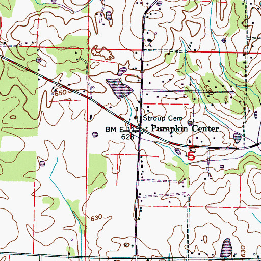 Topographic Map of Pumpkin Center, AL