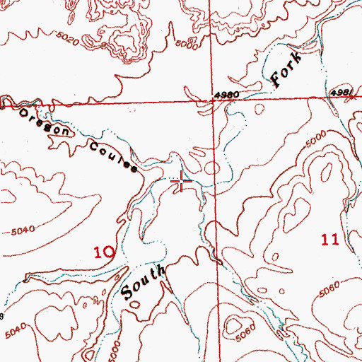 Topographic Map of Oregon Coulee, WY