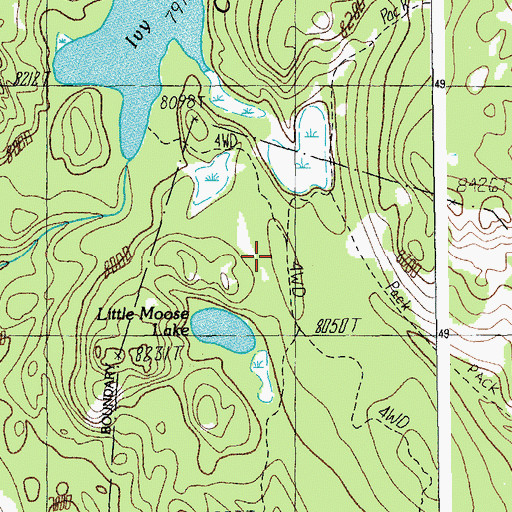Topographic Map of Crazy Lakes Trail, WY