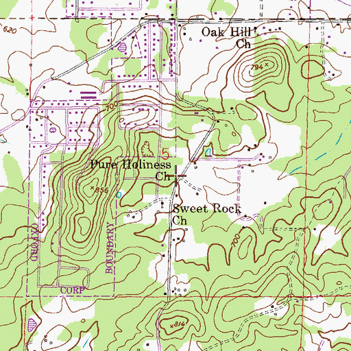 Topographic Map of Pure Holiness Church, AL